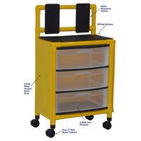 MJM International Y3U3D Yellow Universal Isolation Cart With 3 Slide Out Drawers
