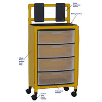 MJM International Y4U4D Yellow Universal Isolation Cart With 4 Slide Out Drawers
