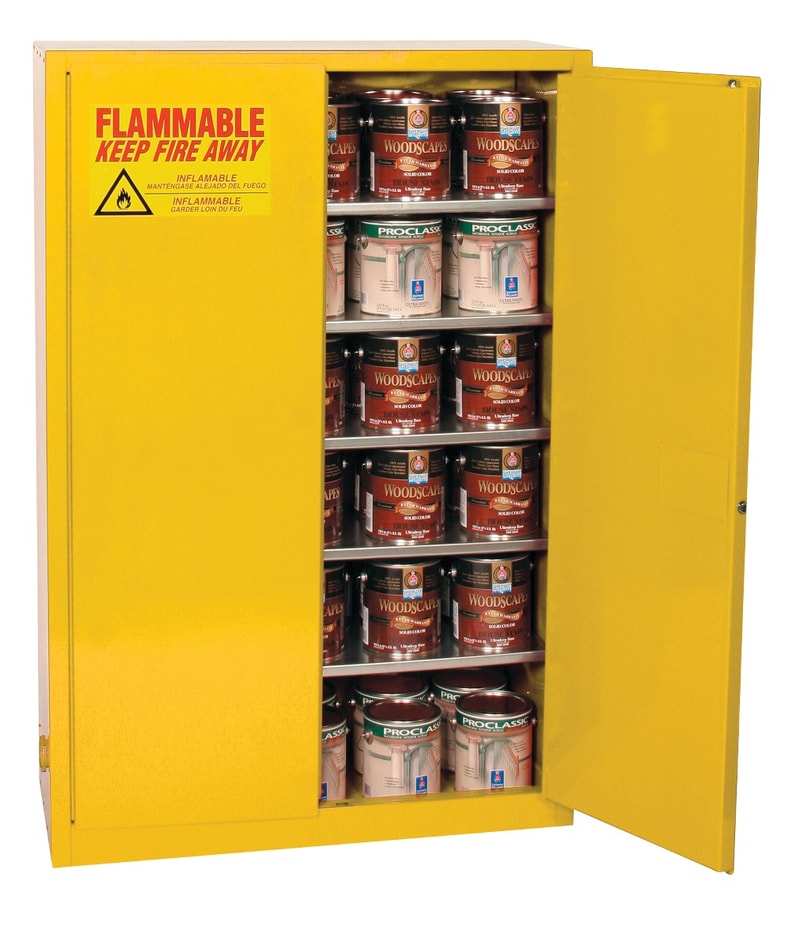 Justrite PI3010X Paint Ink Safety Cabinet 3 Shelves 2 Door Self Close, 40 Gallon