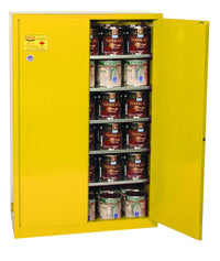Justrite PI47X Paint Ink Safety Cabinet 60 Gallon 5 Shelves 2 Door Manual Close