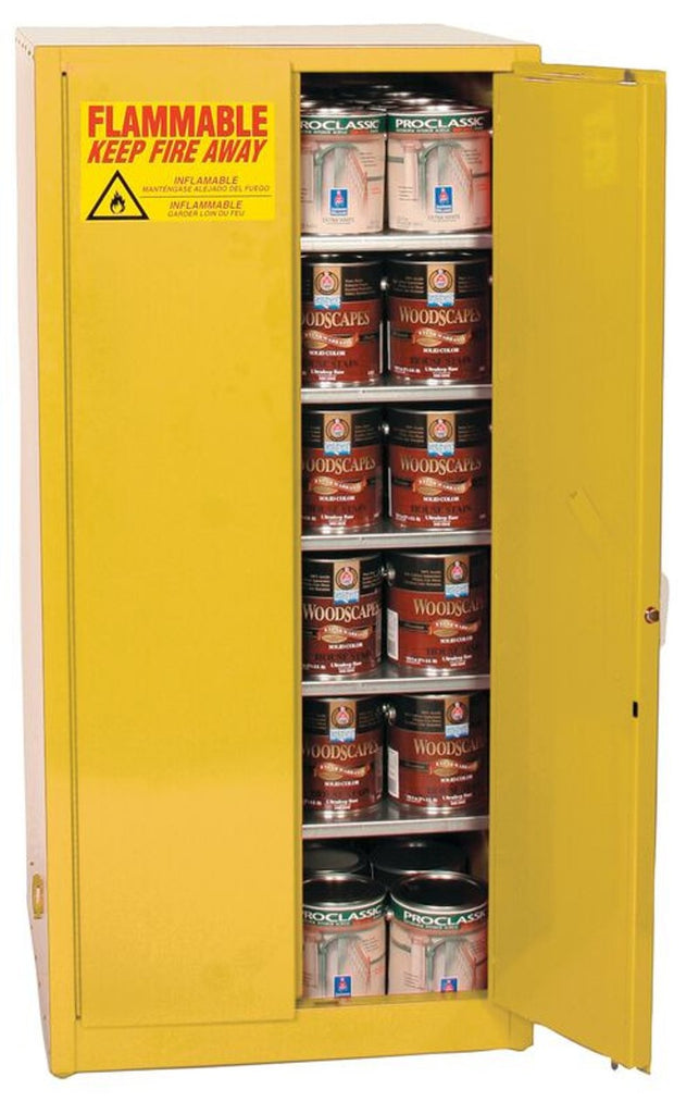 Justrite PI3010X Paint Ink Safety Cabinet 3 Shelves 2 Door Self Close, 40 Gallon