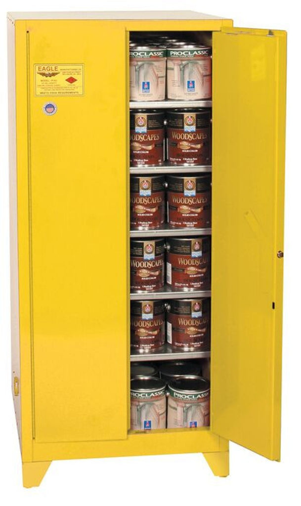 Justrite PI62XLEGS Paint Ink Tower Safety Cabinet 96 Gallon 5 Shelves 2 Door Manual Close