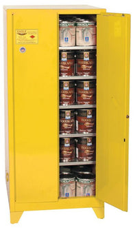 Justrite PI62XLEGS Paint Ink Tower Safety Cabinet 96 Gallon 5 Shelves 2 Door Manual Close