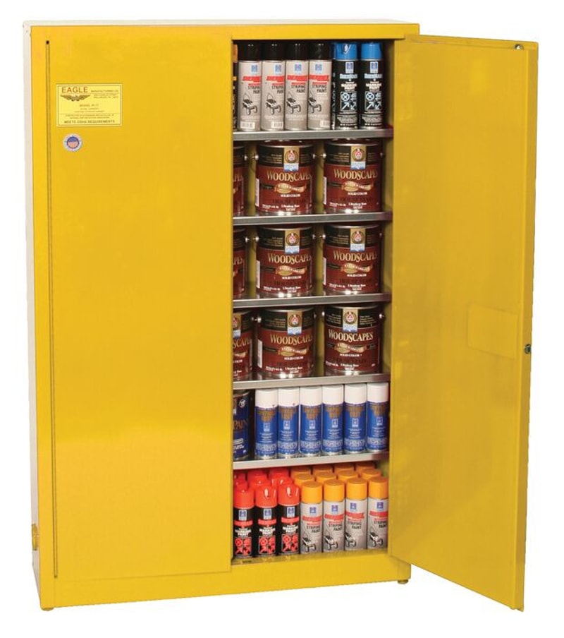 Justrite PI77X Paint Ink Aerosol Can Safety Cabinet 30 Gallon 5 Shelves 2 Door Manual