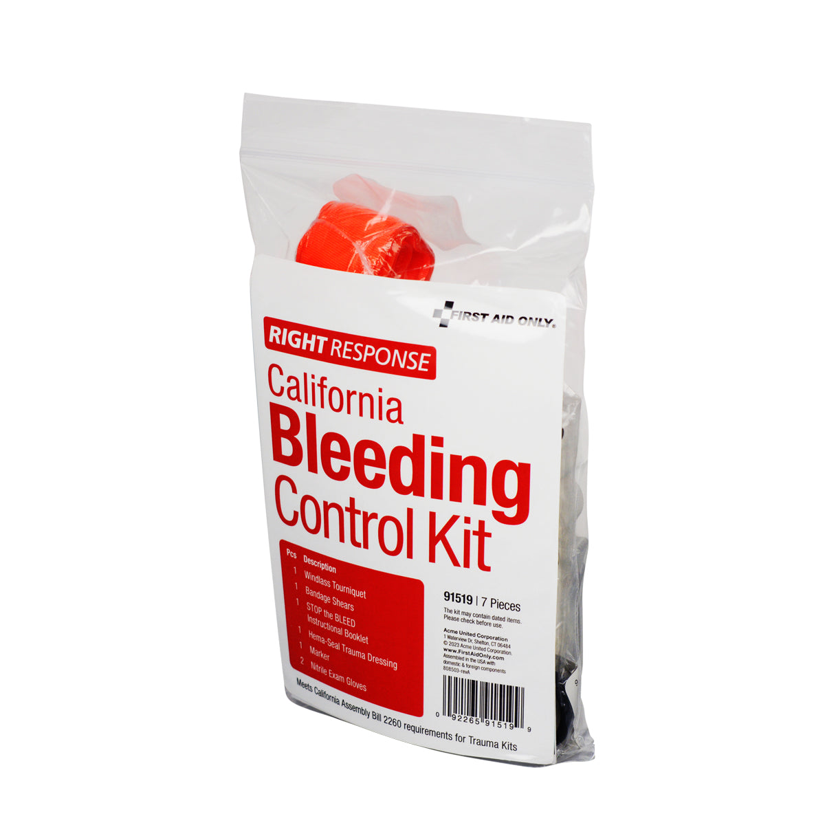 First Aid Only 91519 Bleeding Control Kit, California AB2260, Plastic Bag