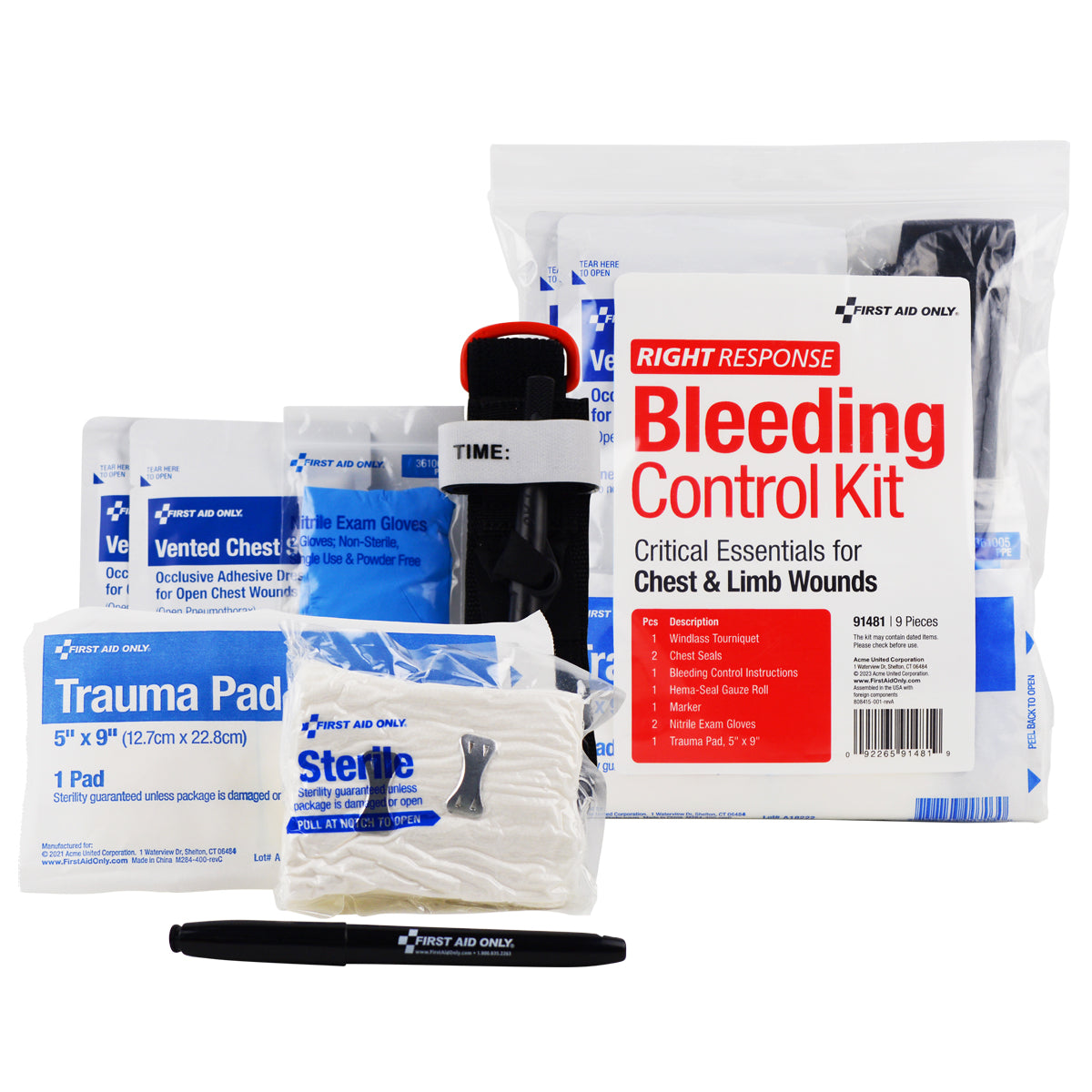 First Aid Only 91481-001 Bleeding Control Essential Kit, Limb & Chest