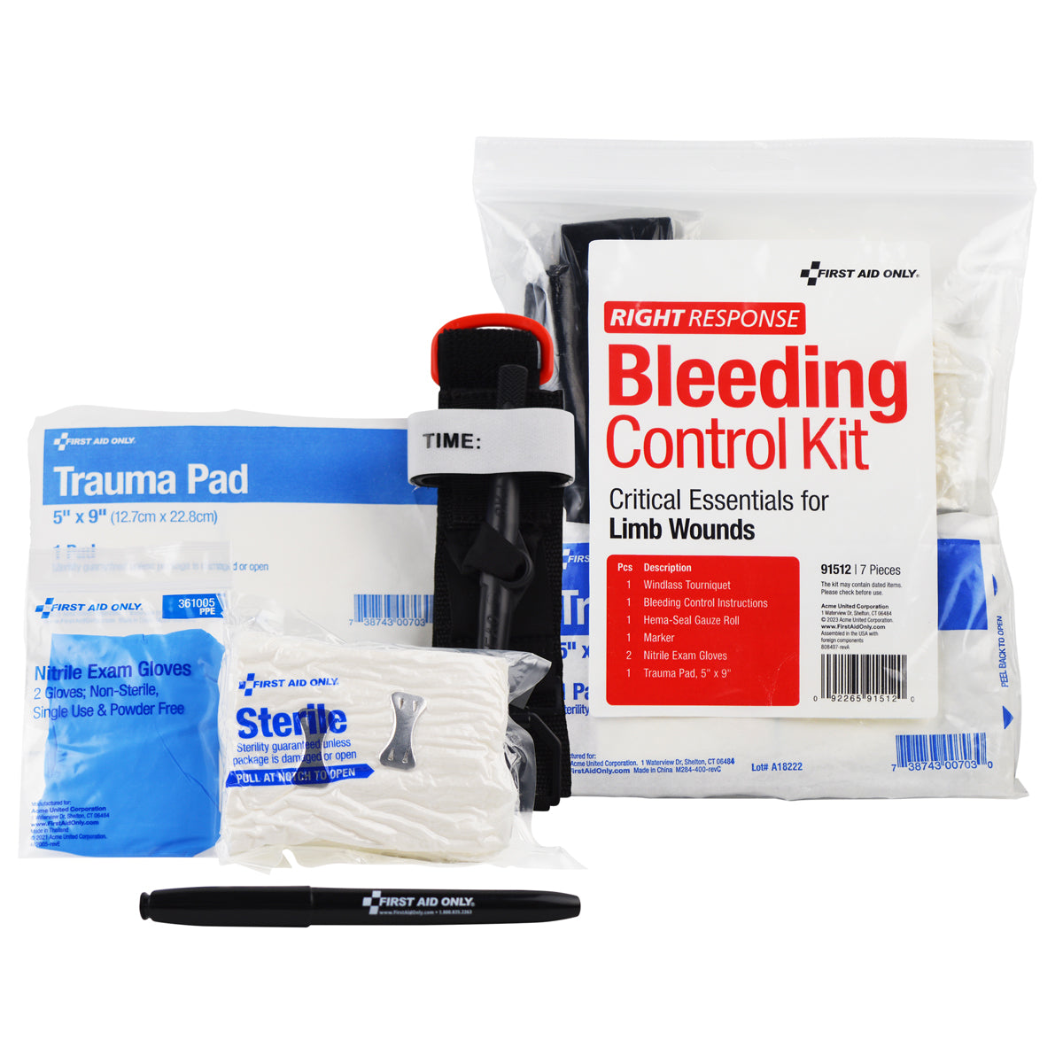 First Aid Only 91512 Bleeding Control Essential Kit, Limb Wounds