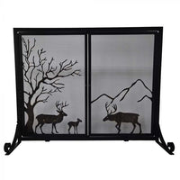 Dagan Wrought Iron Fireplace Screen with Doors with Deer Design
