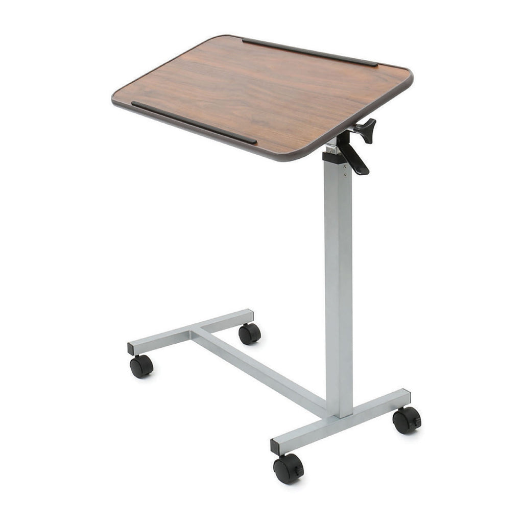 Rhythm Healthcare Deluxe Overbed Table – Height-Adjustable Mobile Surface for Enhanced Bedside Facility Care