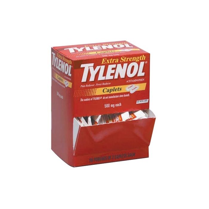 First Aid Only Tylenol Extra Strength Pain Reliever, 50 x 2-Count Packets