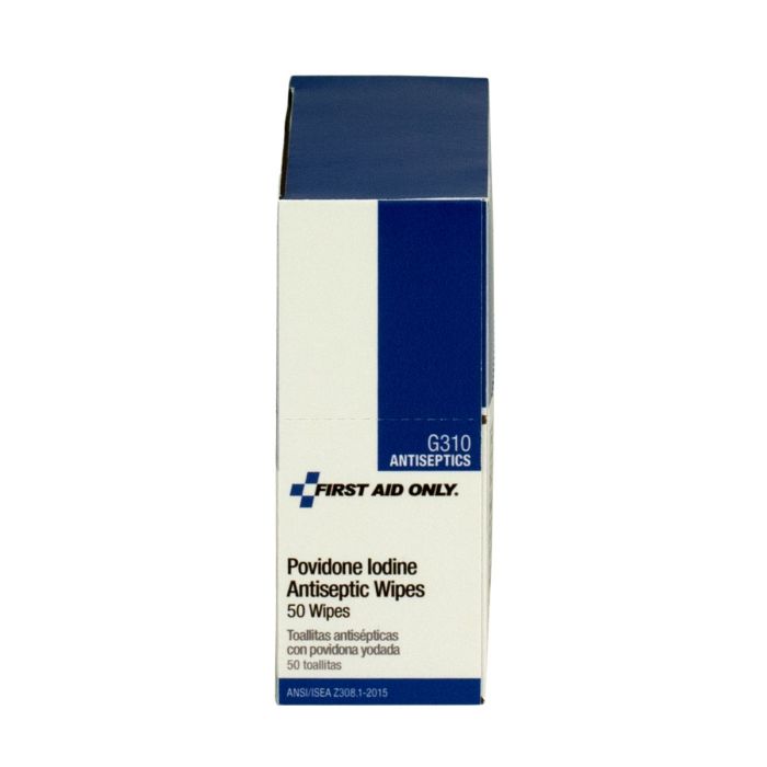 First Aid Only Povidone-Iodine Antiseptic Wipes | 50-Count Prep Pad Box