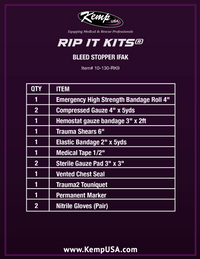 Kemp USA 10-130-RK9 Rip It Kits, Bleed Stopper First Aid Kit