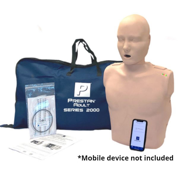 Prestan Professional Adult Series 2000 CPR Training Manikin – Smart Instrumented Feedback Device with Dual Bluetooth App Integration and Shoulder LED Rate Indicators