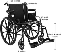 McKesson Wheelchair, Swing Away Foot Leg Rest, Desk Length Arms Flip Back, 20 in Seat, 300 lbs Weight Capacity