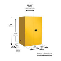 Justrite 110 Gallon, 2 Drum Vertical, 1 Shelf, 2 Doors, Manual Close, Flammable Cabinet With Drum Support, Sure-Grip EX