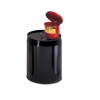 Justrite 4.5" Steel Drum Funnel For 5-Gallon Steel Pails, Flame Arrester, Manual Close Cover, 2" Bung, Red