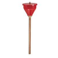 Justrite Large Steel Drum Funnel for Flammables with 32" Flame Arrester and Self-Closing Cover, 2" Bung