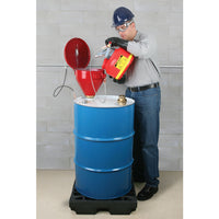 Justrite Large Steel Drum Funnel for Flammables with 6" Flame Arrester and Self-Closing Cover, 2" Bung
