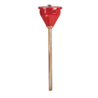 Justrite Large Steel Drum Funnel For Viscous Liquids With 33 Inch Brass Tube And Self-Closing Cover, 2 Inch Bung