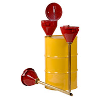 Justrite Large Steel Drum Funnel for Viscous Liquids with 33" Brass Tube and Self-Closing Cover, 2" Bung