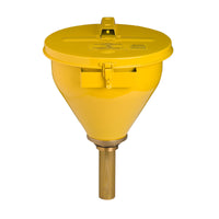 Justrite Large Steel Drum Funnel for Flammables, 152mm Flame Arrester, Self-Closing Cover, 2" Bung
