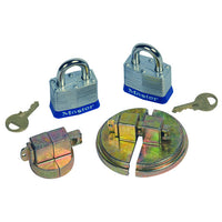 Justrite Drum Lock Set For Steel Drums, 1 Set Fits 2-In Bung, 1 Set Fits 3/4-In Bung, 2 Lock Bars, 2 Padlocks