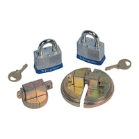 Justrite Drum Lock Set For Steel Drums, 1 Set Fits 2-In Bung, 1 Set Fits 3/4-In Bung, 2 Lock Bars, 2 Padlocks