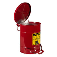 Justrite Oily Waste Can, 6 Gallon, Foot-Operated Self-Closing Cover, Red