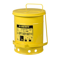 Justrite Oily Waste Can, 6 Gallon, Foot-Operated Self-Closing Cover