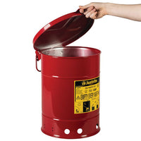 Justrite 6 Gallon, Oily Waste Can, Hand-Operated Cover, Red