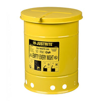 Justrite Oily Waste Can, 6 Gallon, Hand-Operated Cover