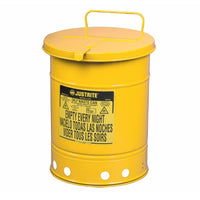 Justrite Oily Waste Can, 10 Gallon, Hand-Operated Cover