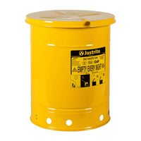 Justrite Oily Waste Can, 14 Gallon, Foot-Operated Self-Closing Cover