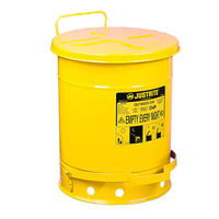 Justrite Oily Waste Can, 14 Gallon, Foot-Operated Self-Closing Cover