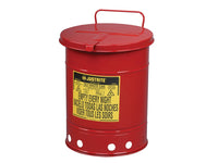 Justrite Oily Waste Can, 14 Gallon, Hand-Operated Cover