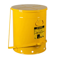 Justrite Oily Waste Can, 10 Gallon, Foot-Operated Self-Closing Cover