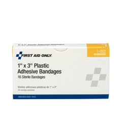 First Aid Only 1"x 3" Adhesive Plastic Bandages, 16 Per Box