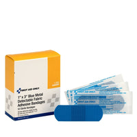 First Aid Only 1"x 3" Blue Metal Detectable Fabric Bandages, 50 Per Box(Pack of 50)