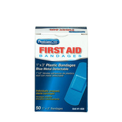 First Aid Only 1"x 3" Blue Metal Detectable Plastic Bandages