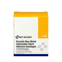 First Aid Only Blue Metal Detectable Fabric Knuckle Bandages, 25 Per Box(Pack of 60)