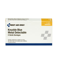First Aid Only Blue Metal Detectable Fabric Knuckle Bandages, 8 Per Box(Pack of 200)