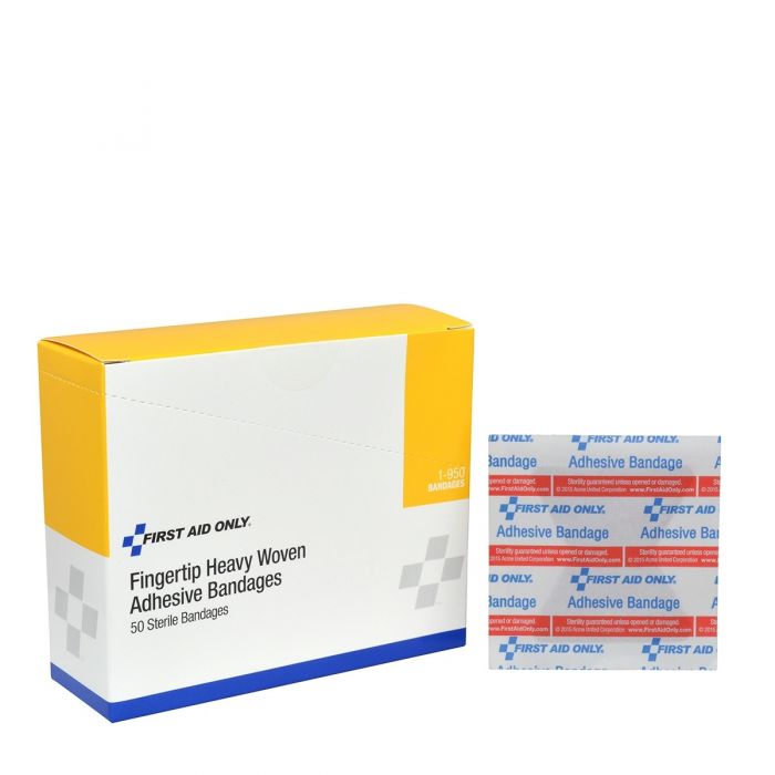First Aid Only Heavy-Weight Woven Fabric Fingertip Bandages | 50 Per Box