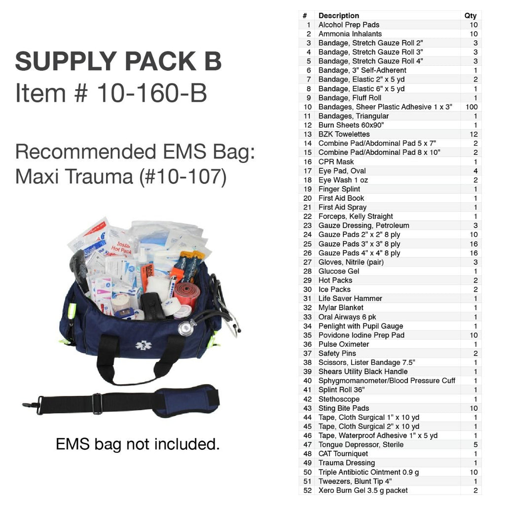 Kemp USA Medical Supply Pack B - Professional First Aid Refill Kit
