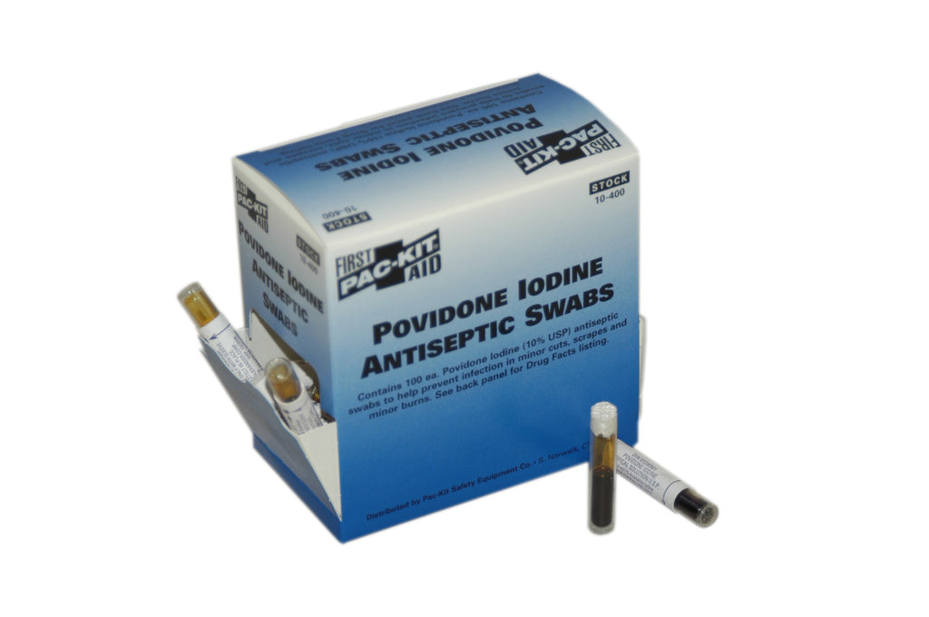 First Aid Only 214-001 Povidone-Iodine Swabs | Germicidal Dermal Prep (Box of 100)