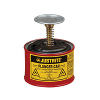 Justrite Plunger Dispensing Can, Perforated Pan Screen Serves as Flame Arrester, 1 Pint, Steel