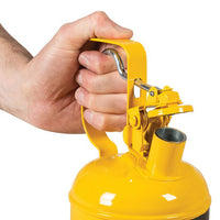 Justrite 1 Pint Steel Safety Can For Diesel, Type I, Flame Arrester, Trigger-Handle, Yellow