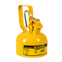 Justrite 1 Pint Steel Safety Can For Diesel, Type I, Flame Arrester, Trigger-Handle, Yellow