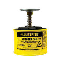 Justrite Plunger Dispensing Can, Perforated Pan Screen Serves as Flame Arrester, 1 Pint, Steel