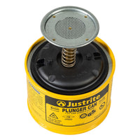 Justrite 1 Pint Steel Plunger Dispensing Can, Perforated Pan Screen Serves As Flame Arrester, Yellow