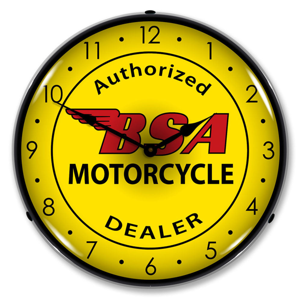 BSA Motorcycle Authorized Dealer 14" Vintage-Style Backlit LED Wall Clock